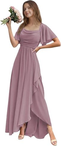 Junior Bridesmaid Dress Short Sleeve Chiffon Flower Girl Dresses for Wedding A Line Long Girls Formal Dress in Kuwait