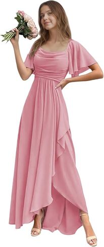 Junior Bridesmaid Dress Short Sleeve Chiffon Flower Girl Dresses for Wedding A Line Long Girls Formal Dress in Kuwait