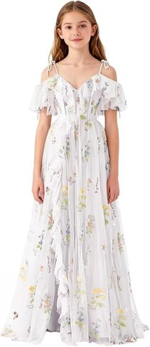 فستان حفلة موسيقية من التول المطرز بالزهور للمراهقين، فساتين وصيفات العروس للصغار مع فساتين حفلات رسمية للفتيات in Kuwait