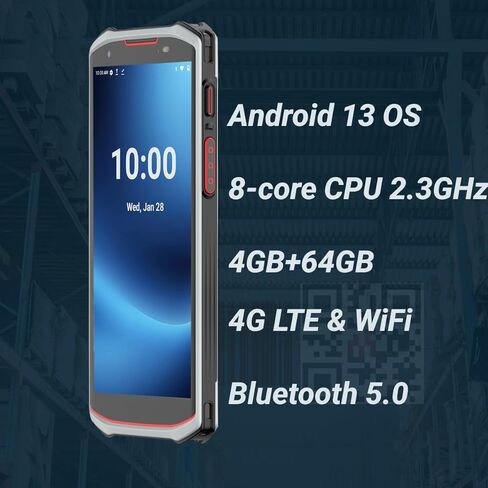 ماسح الباركود Android 4+64GB المدمج في 1D/2D/QR ماسح الباركود 4G اللاسلكي المحمول الكمبيوتر المساعد الشخصي الرقمي المخزون الماسح الضوئي للمستودعات والخدمات اللوجستية in Kuwait
