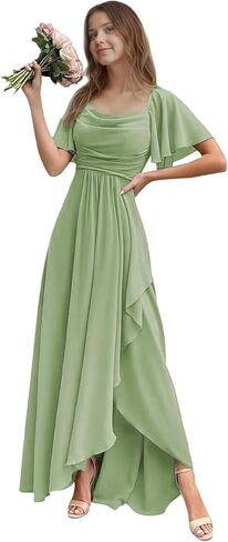 Junior Bridesmaid Dress Short Sleeve Chiffon Flower Girl Dresses for Wedding A Line Long Girls Formal Dress in Kuwait
