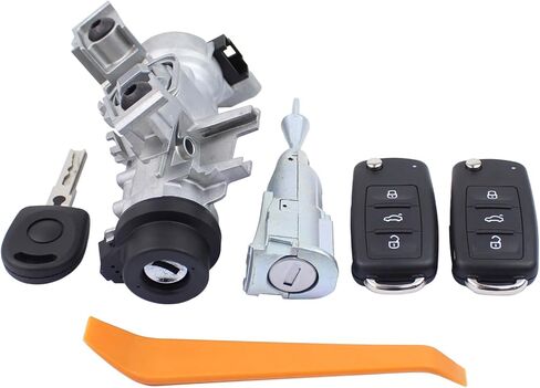 Ignition Switch Door Lock Cylinders for VW Tiguan 2012-2017 Passat 2012-2019 Jetta 2006-2018 GTI Golf 2011-2018 Eos 2012-2016 for Audi Q3 2015-2018 w/ 48-Chip 433 Frequency Remote Key in Saudi Arabia
