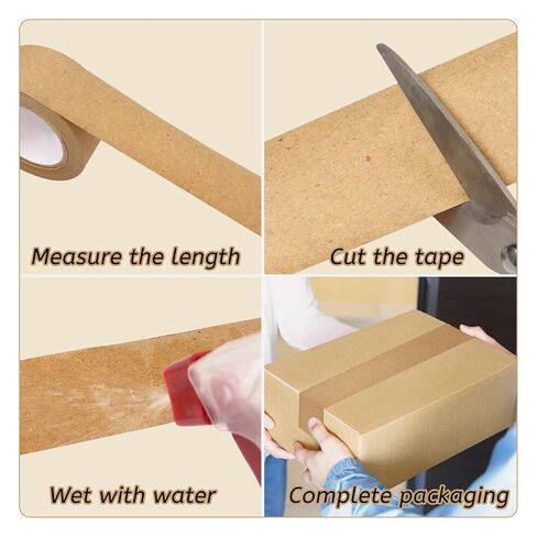 3 Pack Brown Paper Tape,Water Activated Tape Reinforced Packing Tape Kraft Tape with Strong Adhesive Paper Packing Tape for Packaging and Shipping - 36mm x 89yd in Saudi Arabia