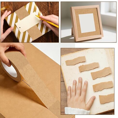 3 Pack Brown Paper Tape,Water Activated Tape Reinforced Packing Tape Kraft Tape with Strong Adhesive Paper Packing Tape for Packaging and Shipping - 36mm x 89yd in Saudi Arabia
