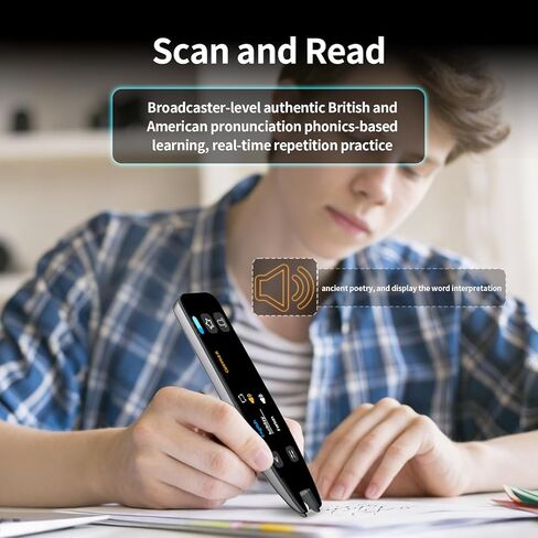 قلم مترجم وقلم قارئ المسح الضوئي لمتعلمي اللغة وعسر القراءة وصعوبات التعلم والأطفال والكبار، قلم ترجمة OCR وماسح ضوئي للقلم، جهاز تحويل النص إلى كلام لـ 142 لغة (رمادي) in Kuwait