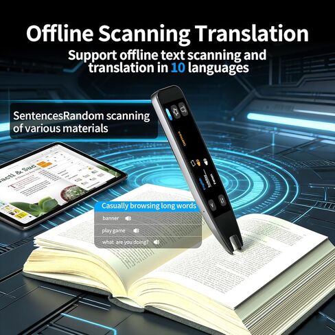 قلم مترجم وقلم قارئ المسح الضوئي لمتعلمي اللغة وعسر القراءة وصعوبات التعلم والأطفال والكبار، قلم ترجمة OCR وماسح ضوئي للقلم، جهاز تحويل النص إلى كلام لـ 142 لغة (رمادي) in Kuwait