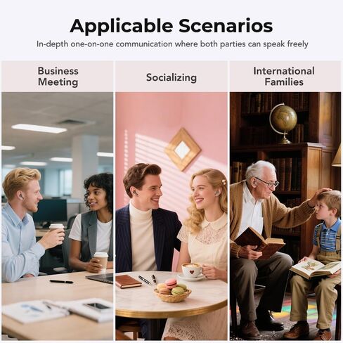 سماعات أذن NE40 AI للترجمة في الوقت الفعلي، سماعات رأس لمترجم اللغة مع شاشة LCD تعمل باللمس Audiofonos Traductores Inglés Español تدعم 140 لغة لأعمال السفر in Kuwait