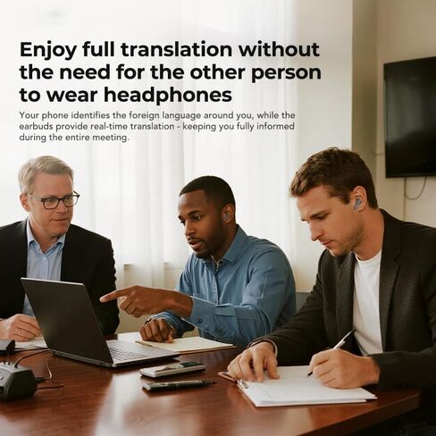 سماعات أذن NE40 AI للترجمة في الوقت الفعلي، سماعات رأس لمترجم اللغة مع شاشة LCD تعمل باللمس Audiofonos Traductores Inglés Español تدعم 140 لغة لأعمال السفر in Kuwait