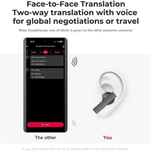 سماعات أذن NE40 AI للترجمة في الوقت الفعلي، سماعات رأس لمترجم اللغة مع شاشة LCD تعمل باللمس Audiofonos Traductores Inglés Español تدعم 140 لغة لأعمال السفر in Kuwait