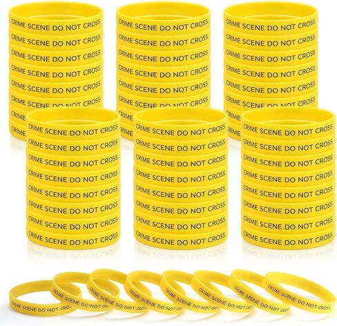 Kenning 100 Pcs Crime Scene Do Not Cross Wristband Bulk Crime Scene Gifts Bulk Bright Yellow Do Not Cross Bracelets Party Accessories for Murder Theme Party Favors Mystery Halloween Events in Saudi Arabia