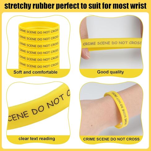 Kenning 100 Pcs Crime Scene Do Not Cross Wristband Bulk Crime Scene Gifts Bulk Bright Yellow Do Not Cross Bracelets Party Accessories for Murder Theme Party Favors Mystery Halloween Events in Saudi Arabia
