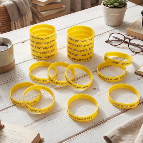 Kenning 100 Pcs Crime Scene Do Not Cross Wristband Bulk Crime Scene Gifts Bulk Bright Yellow Do Not Cross Bracelets Party Accessories for Murder Theme Party Favors Mystery Halloween Events in Saudi Arabia
