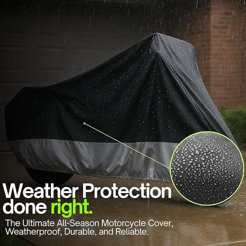 Formosa Covers All-Season Motorcycle Cover – Heavy-Duty Rain and UV Protection, Heat-Resistant – Universal Fit Up to 108" – Lock-Holes, Reflective Strips – Indoor/Outdoor Bike Protection (XXL, Skull) in Kuwait