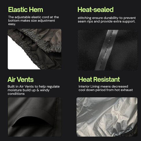Formosa Covers All-Season Motorcycle Cover – Heavy-Duty Rain and UV Protection, Heat-Resistant – Universal Fit Up to 108" – Lock-Holes, Reflective Strips – Indoor/Outdoor Bike Protection (XXL, Skull) in Kuwait