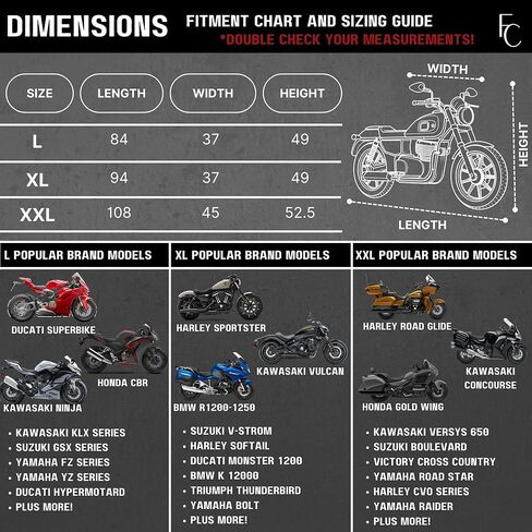 Formosa Covers All-Season Motorcycle Cover – Heavy-Duty Rain and UV Protection, Heat-Resistant – Universal Fit Up to 108" – Lock-Holes, Reflective Strips – Indoor/Outdoor Bike Protection (XXL, Skull) in Kuwait