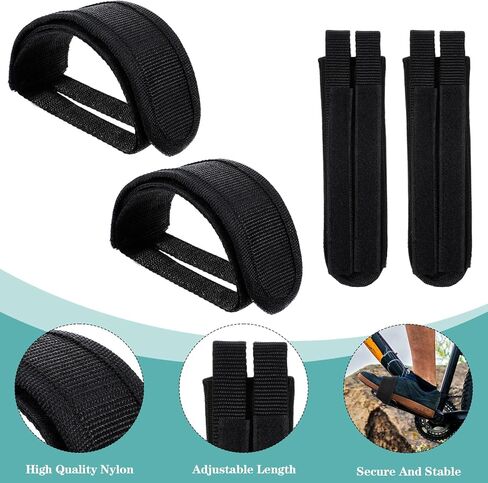 Pedal Straps,4 Pcs Black Beam Strap Pedal Straps, Adjustable Foot Footrest Strips Components for Fixed Gear Bike Pedals and Cleats in Saudi Arabia