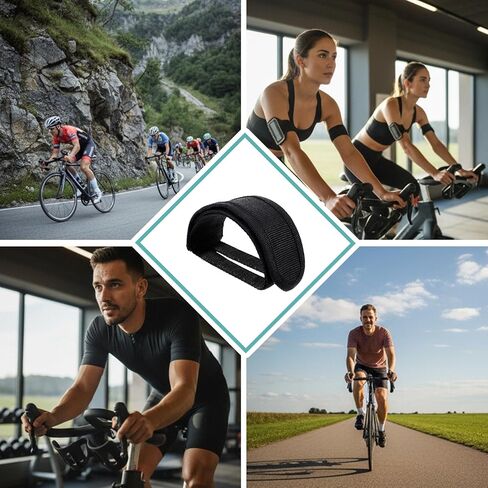 Pedal Straps,4 Pcs Black Beam Strap Pedal Straps, Adjustable Foot Footrest Strips Components for Fixed Gear Bike Pedals and Cleats in Saudi Arabia