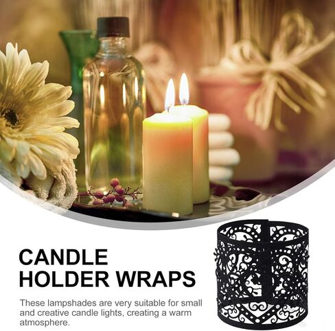 Uonlytech 50pcs Candle Wraps LED Tea Light Wrap Lampshade Holder Votive Hollow Decorative Wraps Paper for LED Battery Tealight Candles Black in Saudi Arabia
