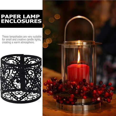 Uonlytech 50pcs Candle Wraps LED Tea Light Wrap Lampshade Holder Votive Hollow Decorative Wraps Paper for LED Battery Tealight Candles Black in Saudi Arabia