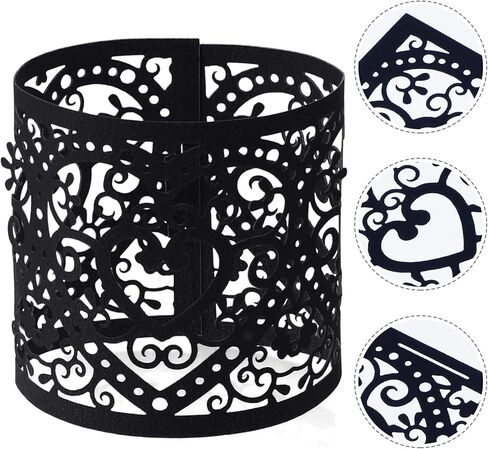 Uonlytech 50pcs Candle Wraps LED Tea Light Wrap Lampshade Holder Votive Hollow Decorative Wraps Paper for LED Battery Tealight Candles Black in Saudi Arabia