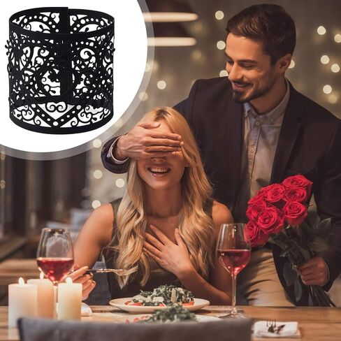 Uonlytech 50pcs Candle Wraps LED Tea Light Wrap Lampshade Holder Votive Hollow Decorative Wraps Paper for LED Battery Tealight Candles Black in Saudi Arabia