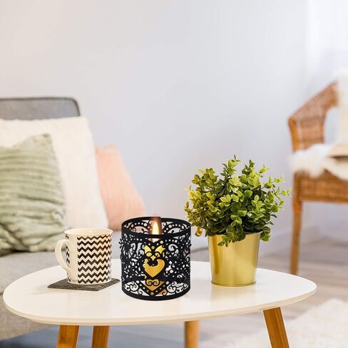 Uonlytech 50pcs Candle Wraps LED Tea Light Wrap Lampshade Holder Votive Hollow Decorative Wraps Paper for LED Battery Tealight Candles Black in Saudi Arabia