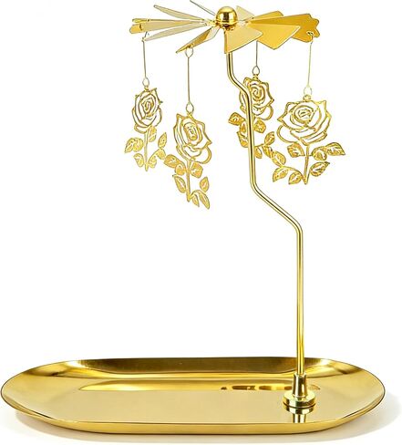 Carousel Candle Holder Spinning Rotary Holder with Tray,Glod Carousel Candle Spinner for Table Centerpiece, Christmas, Valentine's Day, Party Decor, Gift in Saudi Arabia
