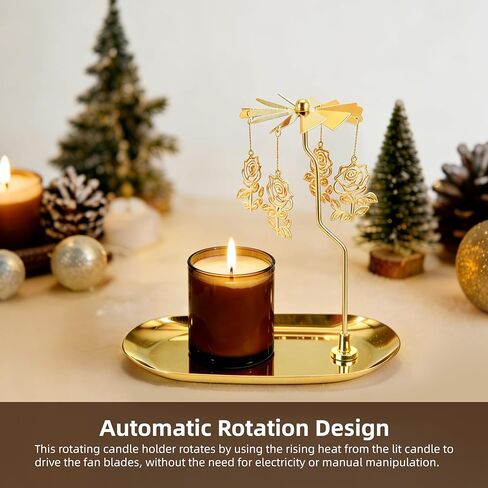 Carousel Candle Holder Spinning Rotary Holder with Tray,Glod Carousel Candle Spinner for Table Centerpiece, Christmas, Valentine's Day, Party Decor, Gift in Saudi Arabia