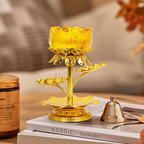 قطعتان من حامل شموع اللوتس، شمعدان ذهبي للطاولة المركزية لتزيين حفلات الزفاف، مصابيح زيت ديا هندية لسمن ديوالي بوجا، ديكور منزلي لمعبد بوذا in Kuwait