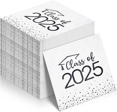 100 قطعة من مناديل التخرج فئة 2024، مناديل كوكتيل ورقية للتهنئة للاستعمال مرة واحدة، مناشف يد مربعة الشكل منقطة من أجل 2024 ديكورات حفلات التخرج في المدرسة الثانوية والجامعة (ذهبي) in Kuwait