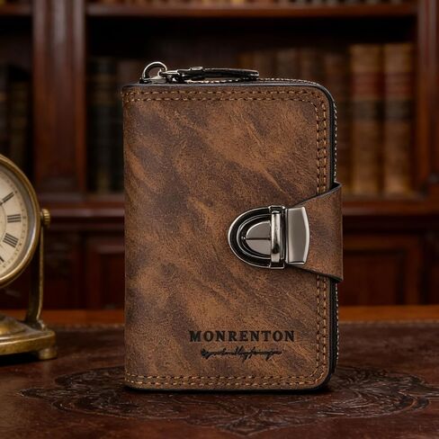 Men's Long Wallet, Open Top Card Holder, Snap Button Design, Solid Color Microfiber Leather, Easy to Carry, Classic Style, Multi Compartment, Travel Use, Birthday Gift for Dad, Dark Coffee in Saudi Arabia