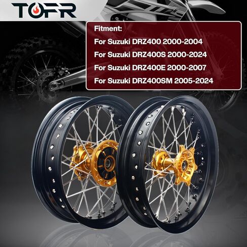TOFR DRZ400SM DRZ400S 2000-2024 Supermoto 17" Wheels Cush Drive Hubs Rims for Suzuki DRZ400 in Saudi Arabia
