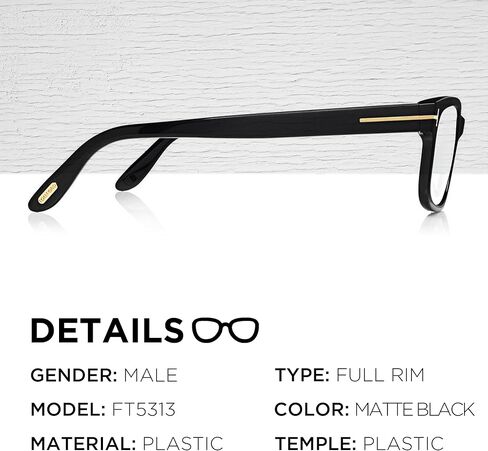 توم فورد FT5313 إطار نظارة ذو شكل هندسي + حزمة مع طقم تنظيف النظارات eSHADES، 55 مم، أسود مطفي (55 مم) in Saudi Arabia