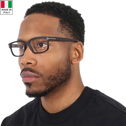 توم فورد FT5313 إطار نظارة ذو شكل هندسي + حزمة مع طقم تنظيف النظارات eSHADES، 55 مم، أسود مطفي (55 مم) in Saudi Arabia