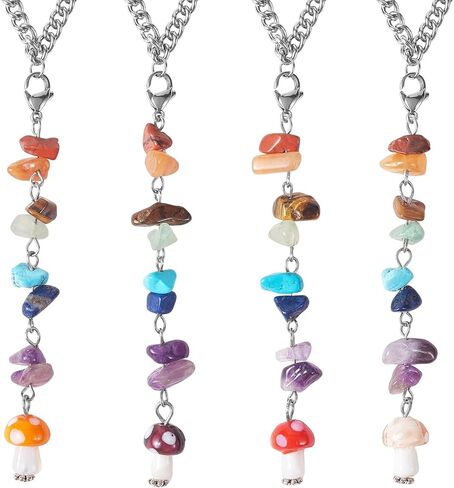 4 Pcs Mushroom Car Accessories Car Rearview Mirror Pendant Ornaments Cute Mushroom Decor Gemstone Fragment Charm Pendant for Home Bedroom Wall Car Decor in Saudi Arabia