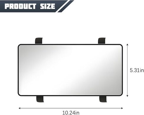Car Sun Visor Vanity Mirror, Rectangle Ultra-Thin HD Vehicle Sun-Shading Makeup Cosmetic Mirror with Strap, Automotive Interior Travel Accessories for Women Girl, Universal Fit (Black) in Saudi Arabia