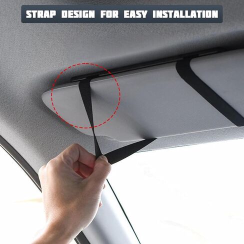 Car Sun Visor Vanity Mirror, Rectangle Ultra-Thin HD Vehicle Sun-Shading Makeup Cosmetic Mirror with Strap, Automotive Interior Travel Accessories for Women Girl, Universal Fit (Black) in Saudi Arabia
