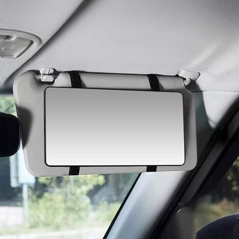 Car Sun Visor Vanity Mirror, Rectangle Ultra-Thin HD Vehicle Sun-Shading Makeup Cosmetic Mirror with Strap, Automotive Interior Travel Accessories for Women Girl, Universal Fit (Black) in Saudi Arabia