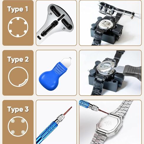 طقم إصلاح الساعة الاحترافي، مجموعة أدوات استبدال بطارية الساعة الشاملة ومجموعة أدوات إزالة رابط الساعة، مع فتاحة العلبة الخلفية، وأدوات شريط الزنبرك، والمفكات، والدبابيس in Kuwait