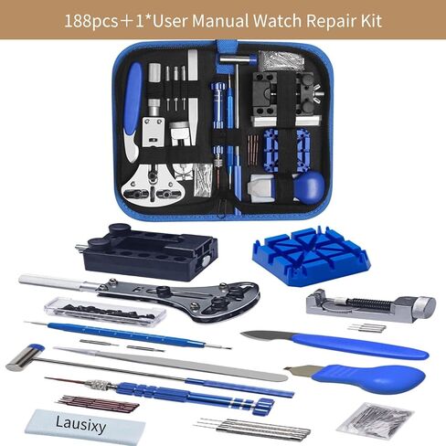 طقم إصلاح الساعة الاحترافي، مجموعة أدوات استبدال بطارية الساعة الشاملة ومجموعة أدوات إزالة رابط الساعة، مع فتاحة العلبة الخلفية، وأدوات شريط الزنبرك، والمفكات، والدبابيس in Kuwait