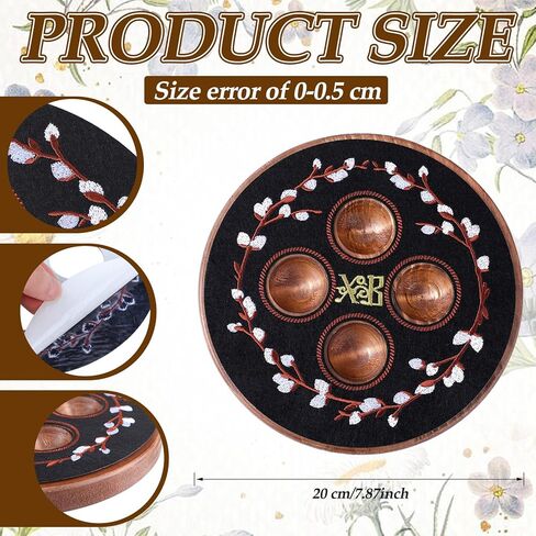 Vicenpal Orthodox Easter Wooden Decorative Egg Stand with XB Embroidery Floral Pascha Patch Serving Tray Greek Easter Egg Holder Pedestal Religious Gift Table Decor for Prosphora Greek Christian Altar in Saudi Arabia