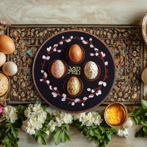 Vicenpal Orthodox Easter Wooden Decorative Egg Stand with XB Embroidery Floral Pascha Patch Serving Tray Greek Easter Egg Holder Pedestal Religious Gift Table Decor for Prosphora Greek Christian Altar in Saudi Arabia