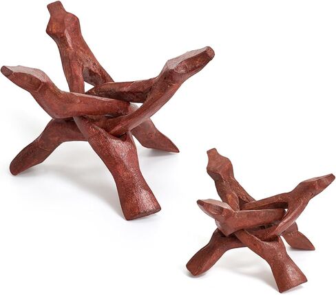 Lewtemi 2 Pcs Wooden Tripod Display Stand Set 4&6 Inch Hand Carved Folding Holder for Crystal Ball Abalone Shell Key Bowl in Saudi Arabia