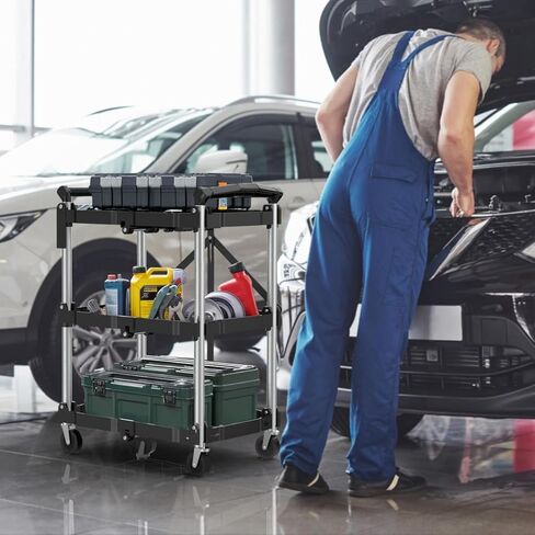 عربة خدمة قابلة للطي محمولة من إيست ماونت - عربة قابلة للطي ذات عجلات للمستودعات المنزلية وورش العمل والكراجات والمطاعم والمكاتب in Kuwait