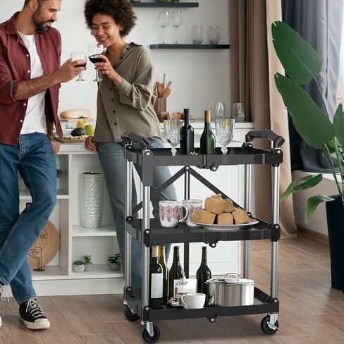 عربة خدمة قابلة للطي محمولة من إيست ماونت - عربة قابلة للطي ذات عجلات للمستودعات المنزلية وورش العمل والكراجات والمطاعم والمكاتب in Kuwait