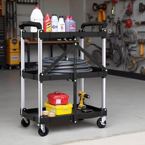 عربة خدمة قابلة للطي محمولة من إيست ماونت - عربة قابلة للطي ذات عجلات للمستودعات المنزلية وورش العمل والكراجات والمطاعم والمكاتب in Kuwait