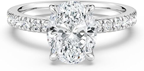 MOOSEA 2ct Oval Moissanite Engagement Ring, Lab Created Moissanite 925 Sterling Silver Petal Prong Setting, Side Accent Stones, Jewelry Gift for Her in Saudi Arabia