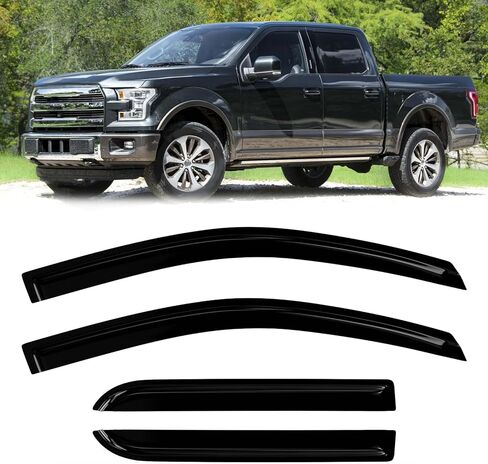 Window Rain Guards Compatible 15-25 Ford F150 4PC Window Visors Vent Shade Deflector 2017-2025 F250 F350 F450 F550 Super Duty SuperCrew Cab in Saudi Arabia