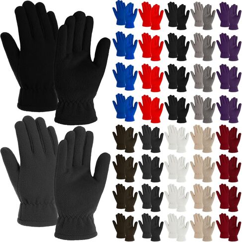 40 Pairs Winter Fleece Gloves Bulk for Men Women, Multi-color Warm Stretchy Comfort Gloves for Homeless, Christmas, Outdoor Sports Supplies in Saudi Arabia