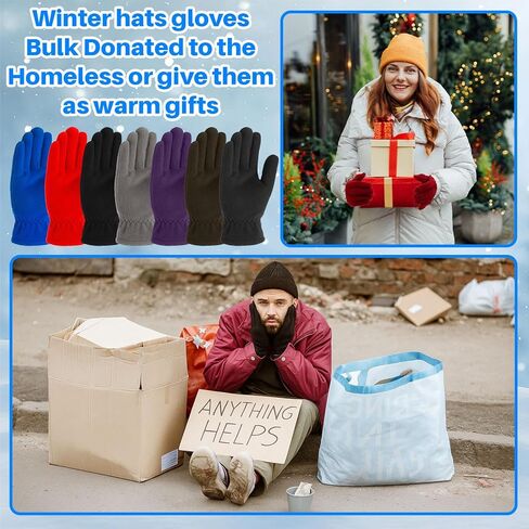 40 Pairs Winter Fleece Gloves Bulk for Men Women, Multi-color Warm Stretchy Comfort Gloves for Homeless, Christmas, Outdoor Sports Supplies in Saudi Arabia